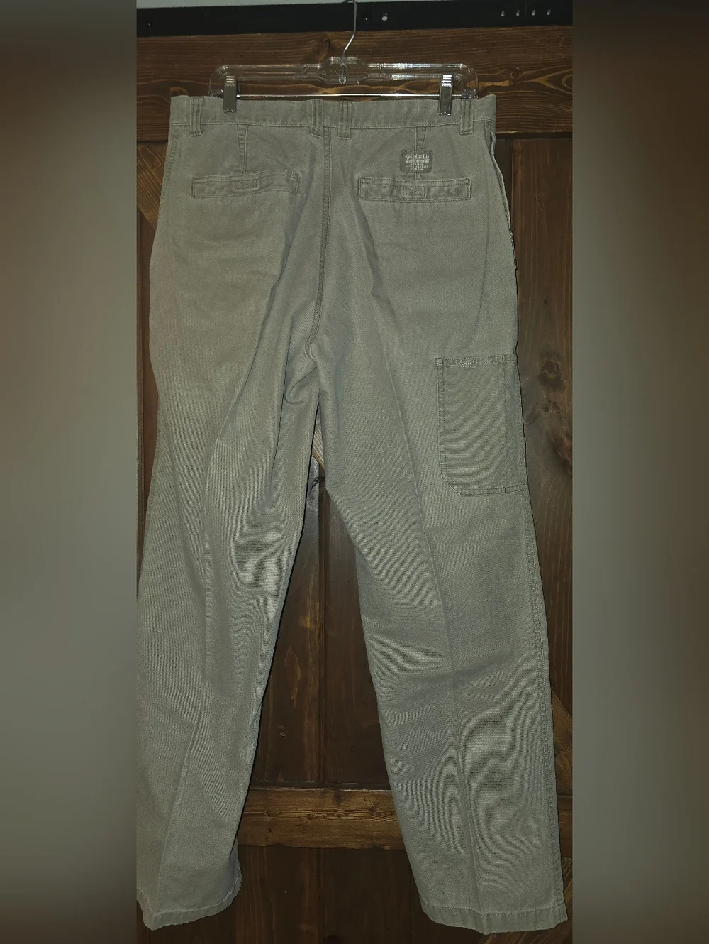 Columbia Mens Canvas Twill Tan Khaki Cargo Pants 100% Cotton 34/32